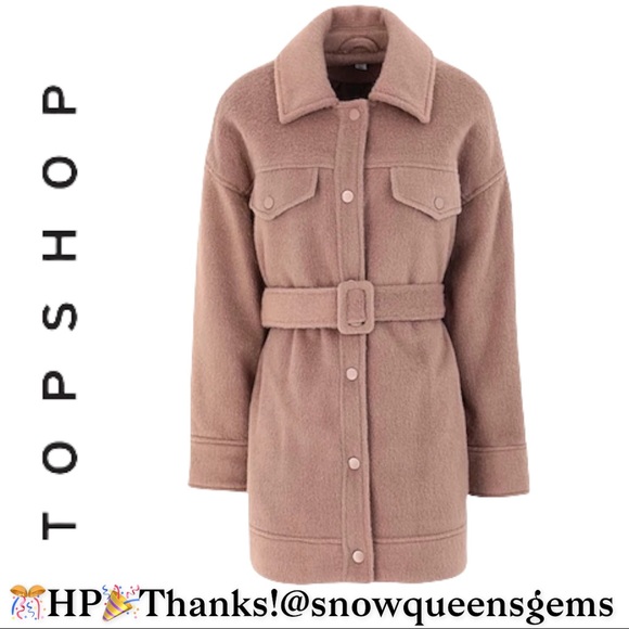 🎉HP🎊Top Shop Belted Beige Shirt Jacket (Shacket) - Picture 2 of 10